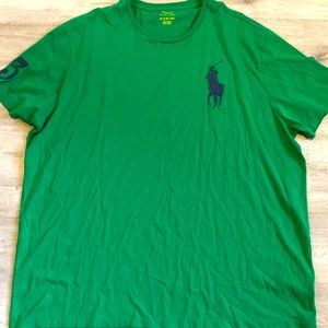Men Tshirt Polo Ralph Lauren XXL Green Big Horse Logo